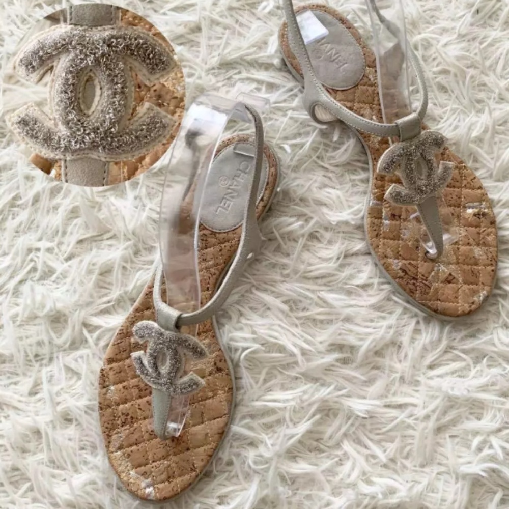 Chanel CC Logo Thong Sandals